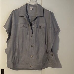 Chico's Like New L/XL Gray Sleeveless Faux Suede Vest